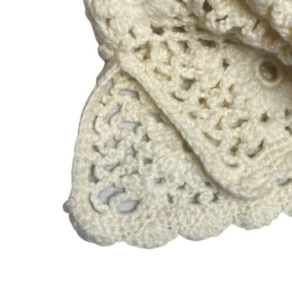 Express cream hand knit formal crochet wool blend sweater size M - Picture 12 of 16